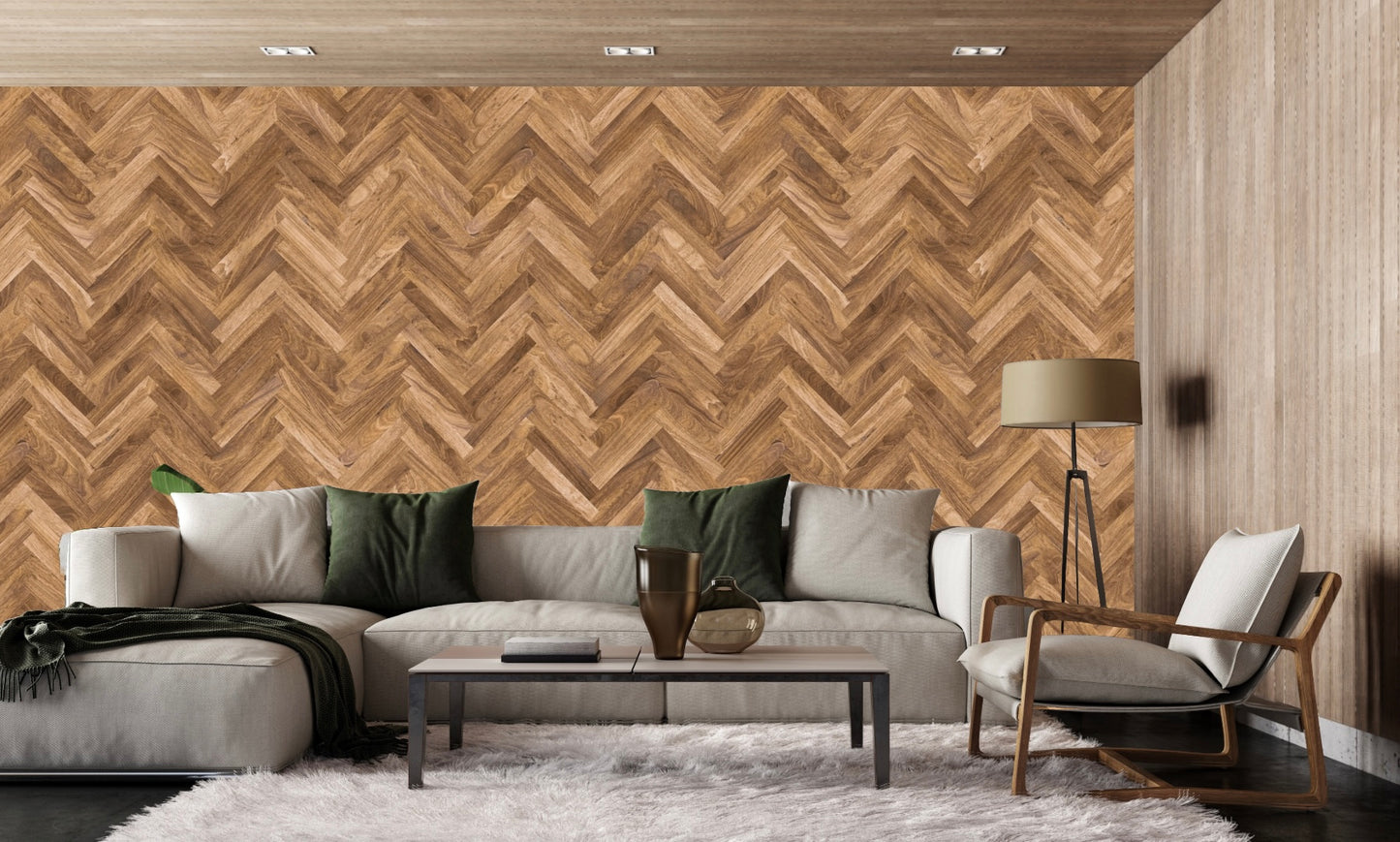 Wallpaper wooden herringbone rust
