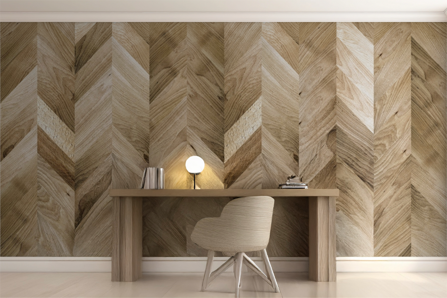 Wallpaper wooden herringbone natural
