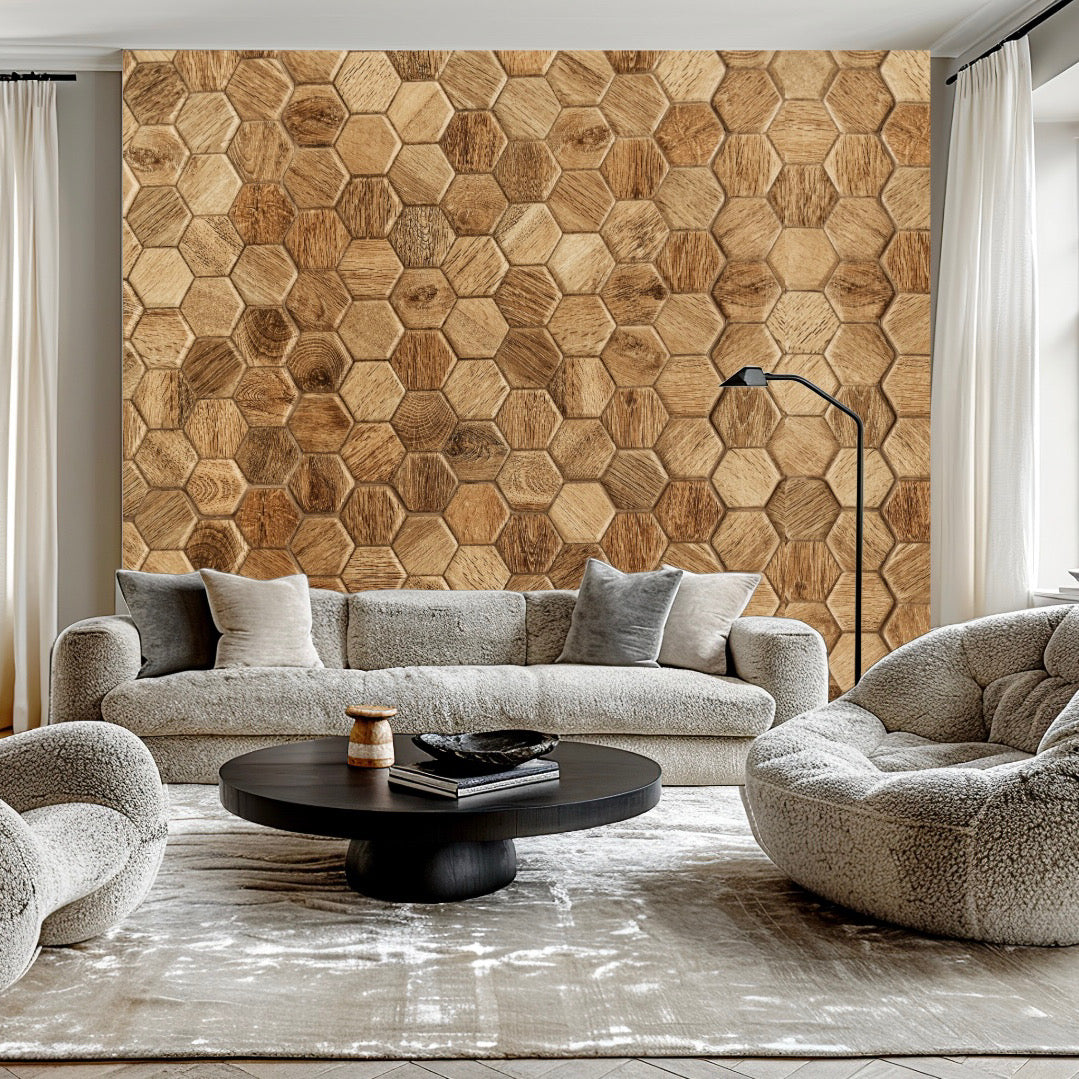 Wallpaper wooden honeycomb