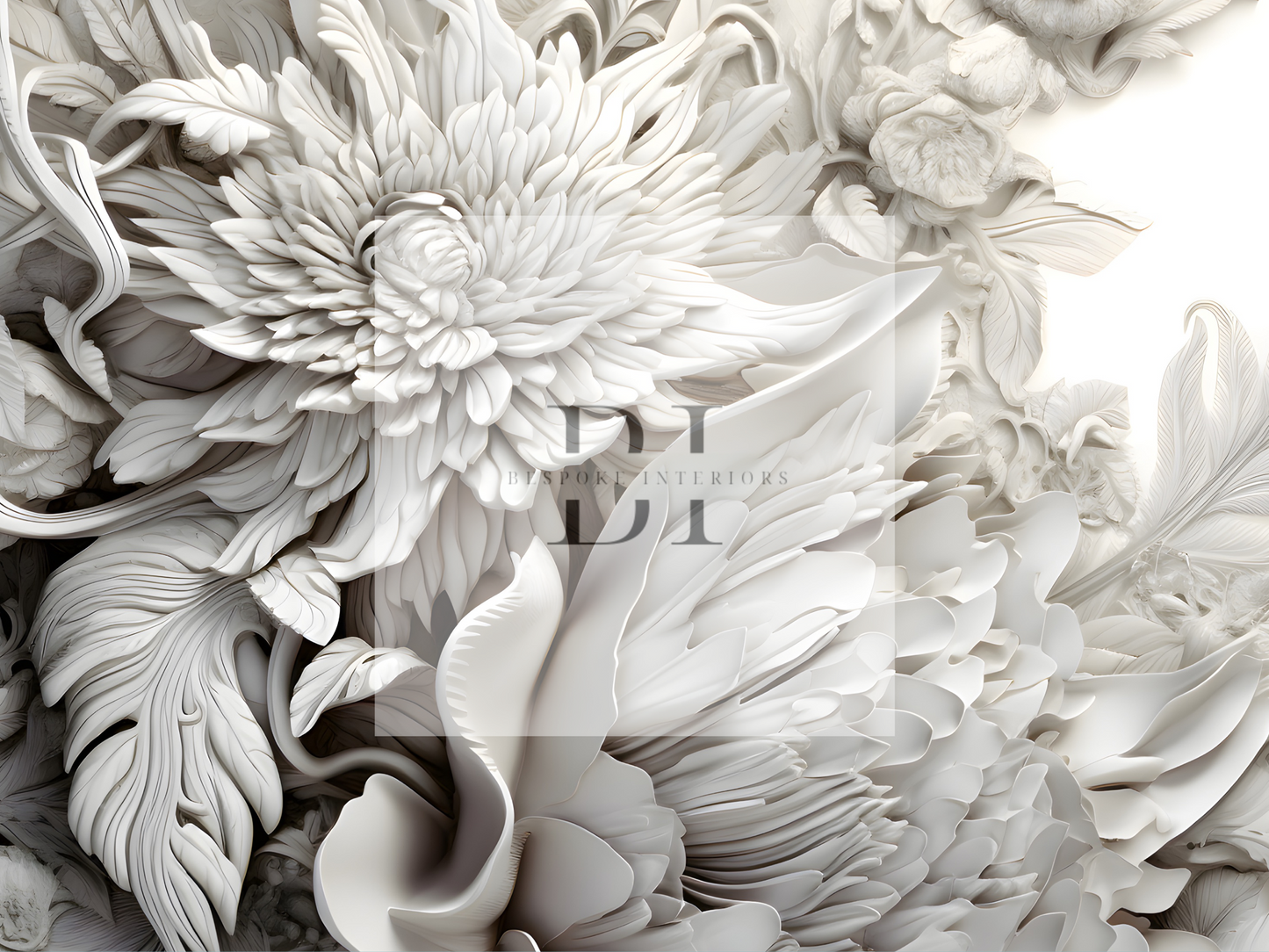 Wallpaper 3D Floral Ivory