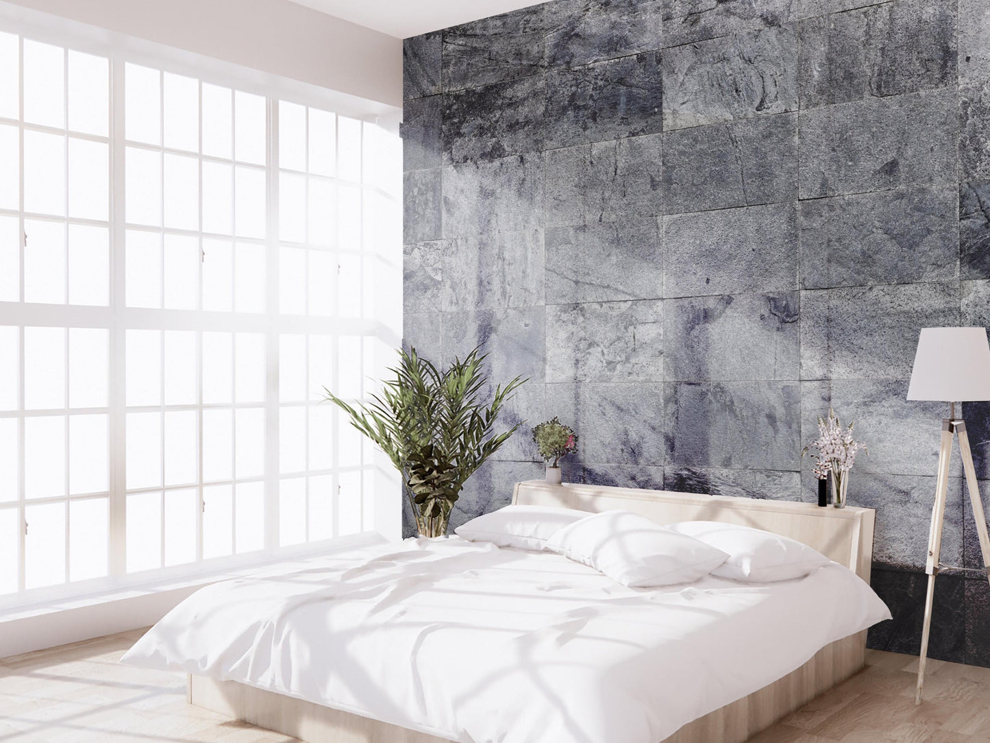 Panelled Wallpaper Slate Grey Brick