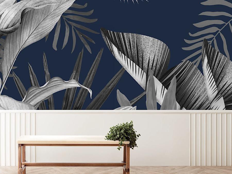 Wallpaper Palm Leaf Black & White