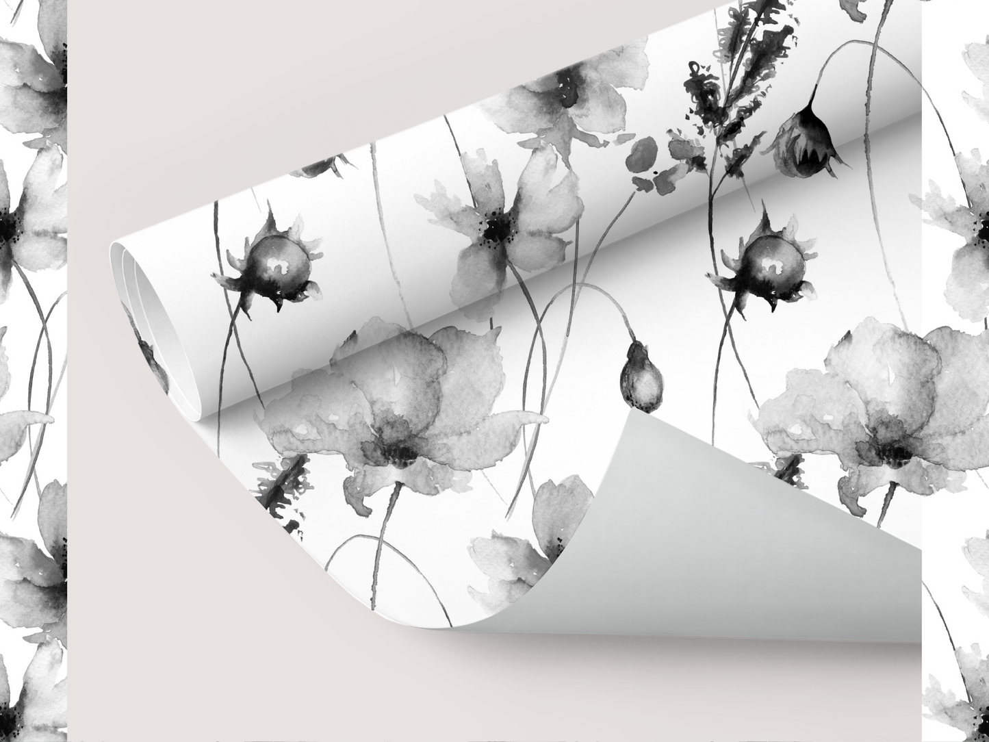 Wallpaper Floral Black & White