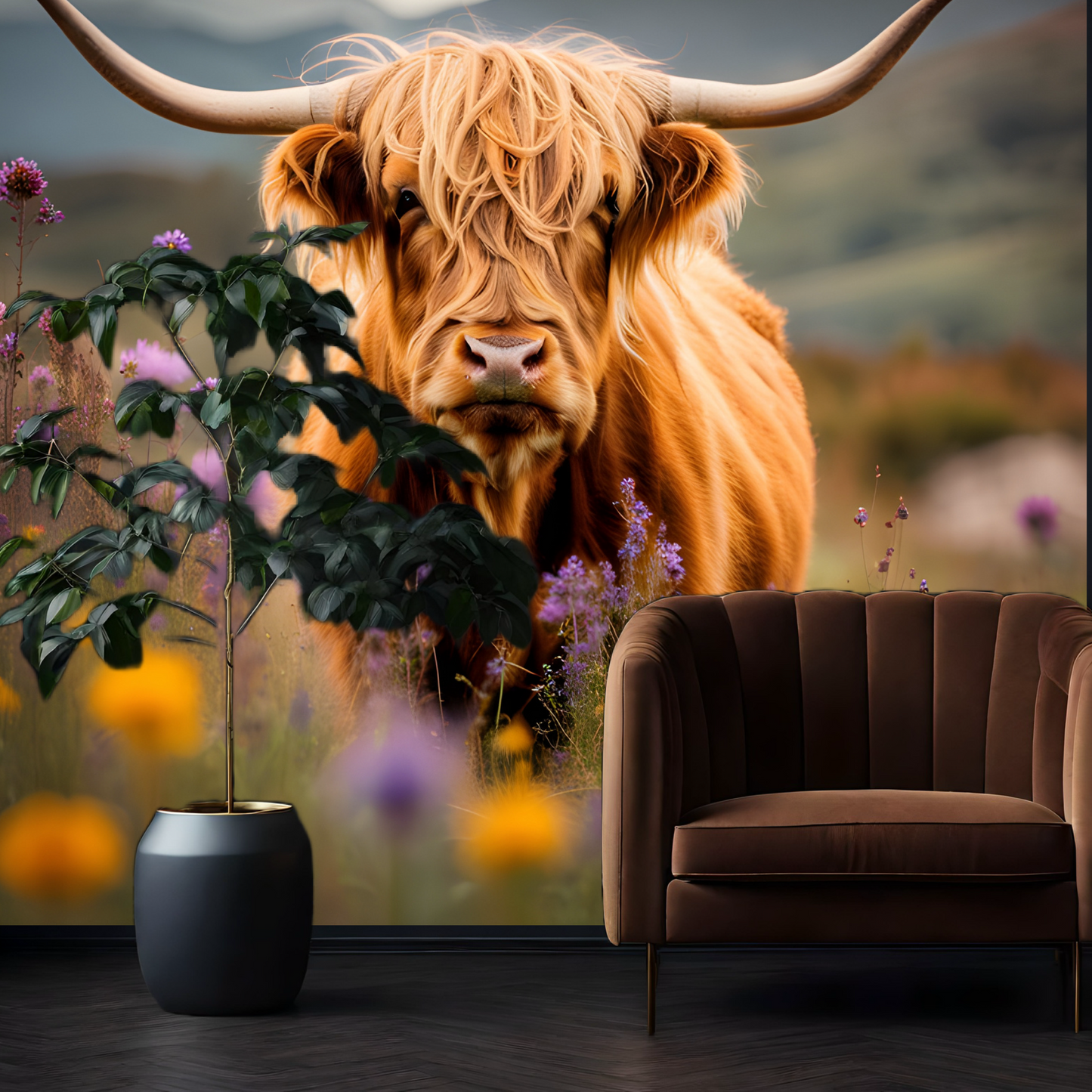 Wallpaper Bull Floral landscape