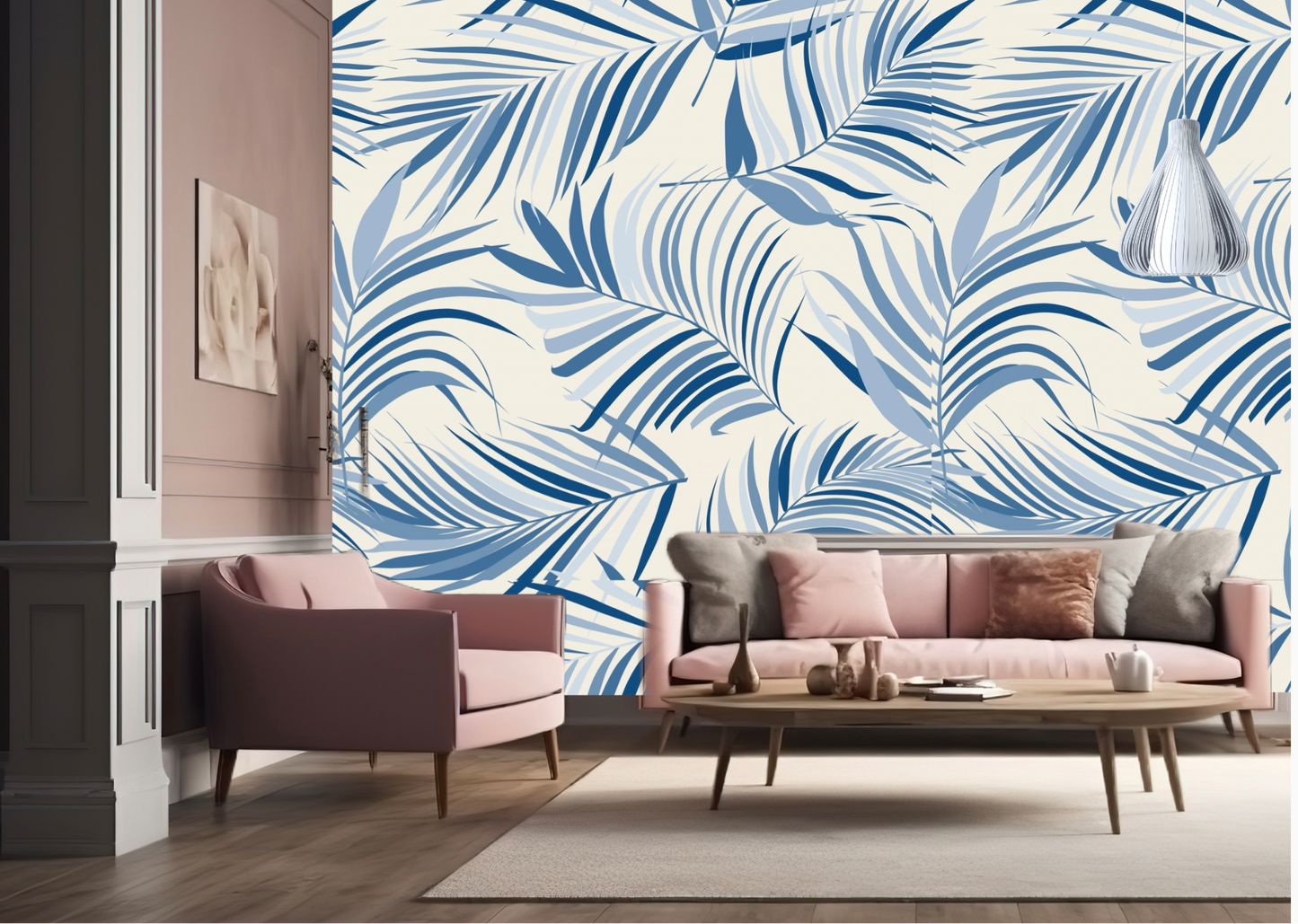 Wallpaper Palm Leaf Blue