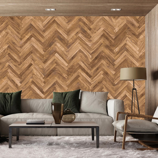 Wallpaper wooden herringbone rust