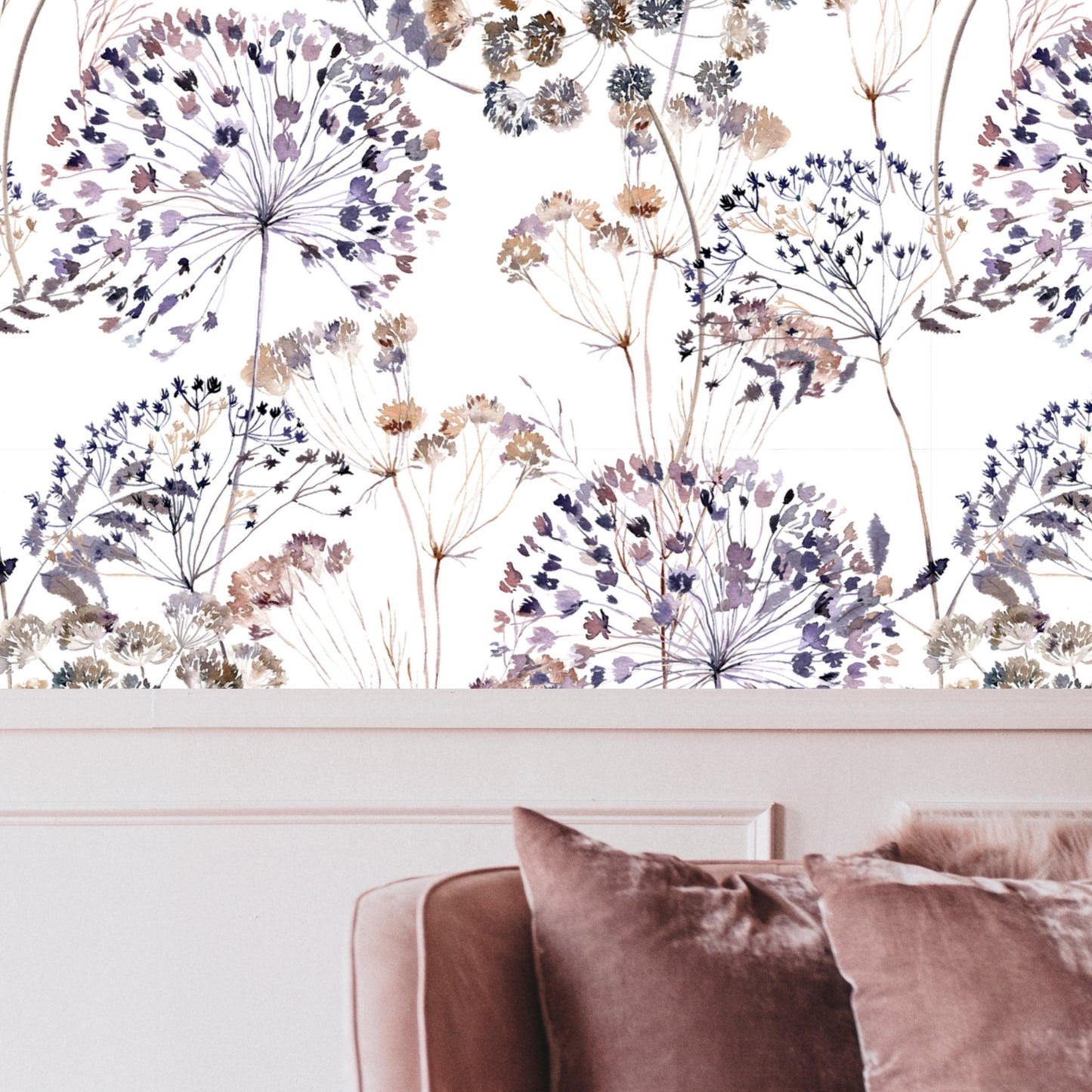 Panelled  Wallpaper detailed dandilion