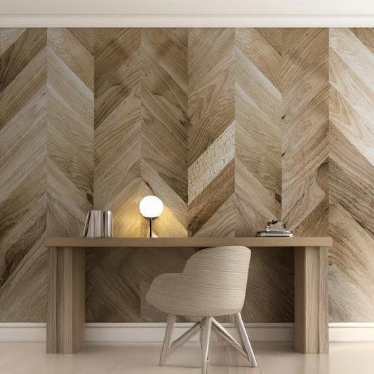 Wallpaper wooden herringbone natural