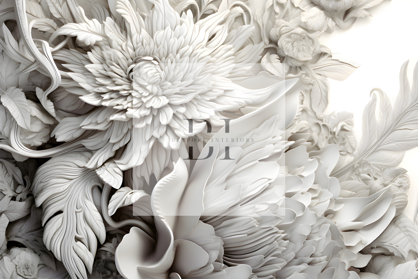 Wallpaper 3D Floral Ivory