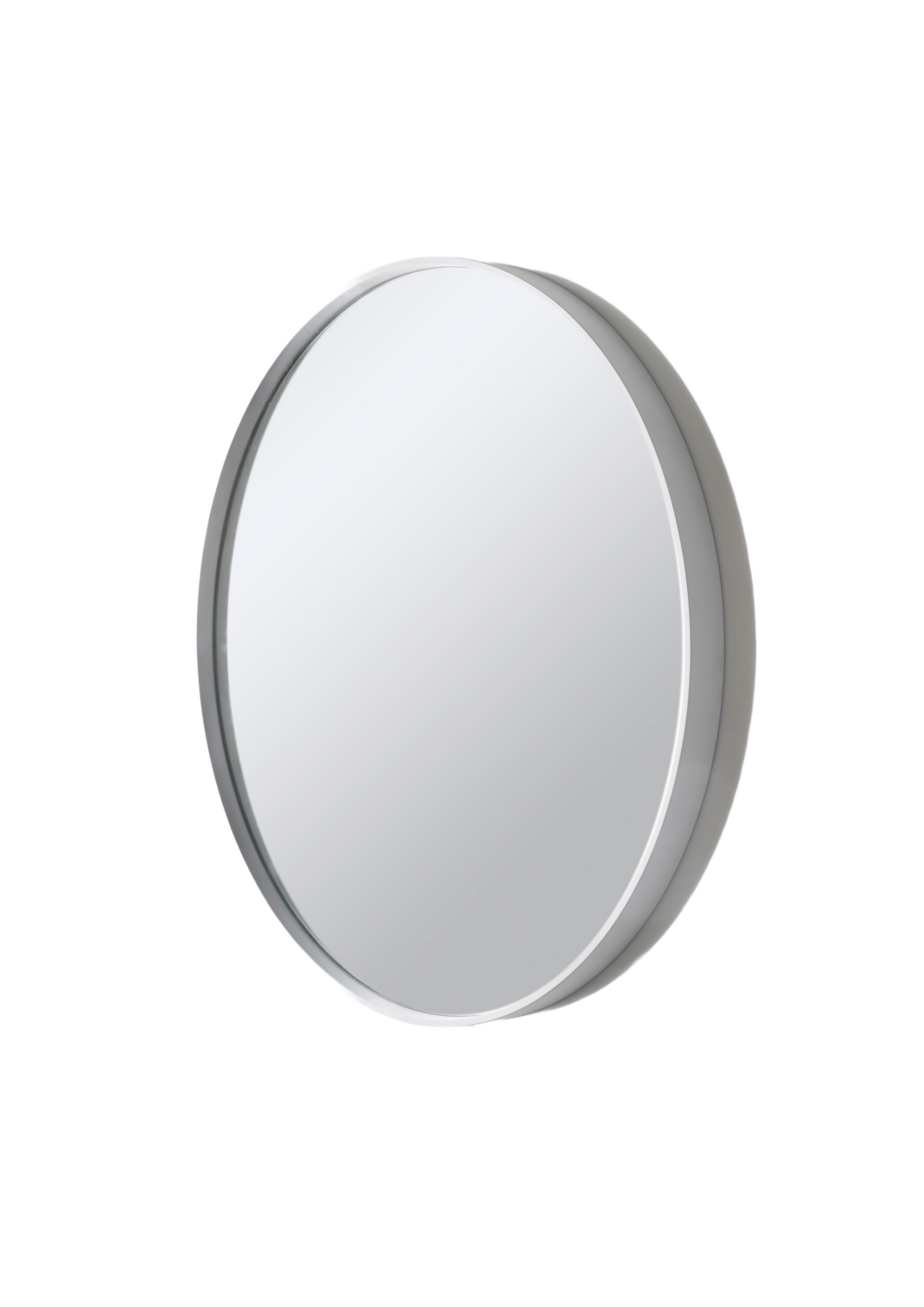 Deep Frame Round Mirror White