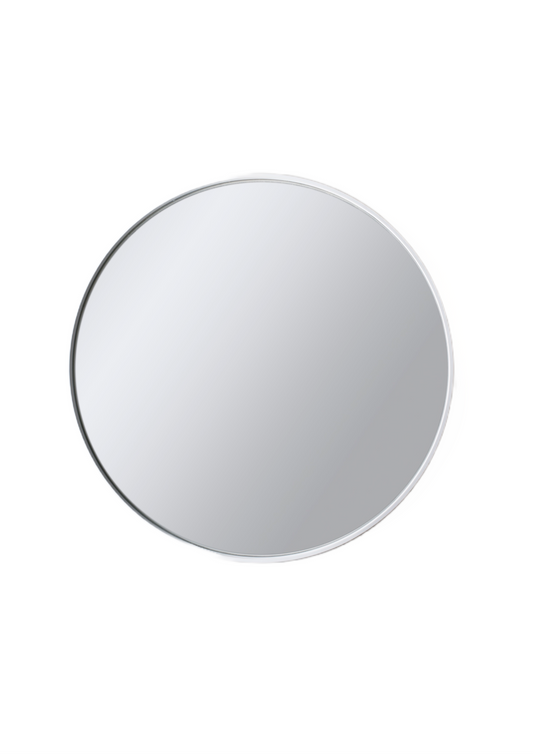 Deep Frame Round Mirror White