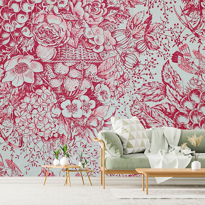 Wallpaper Pink Vintage Floral