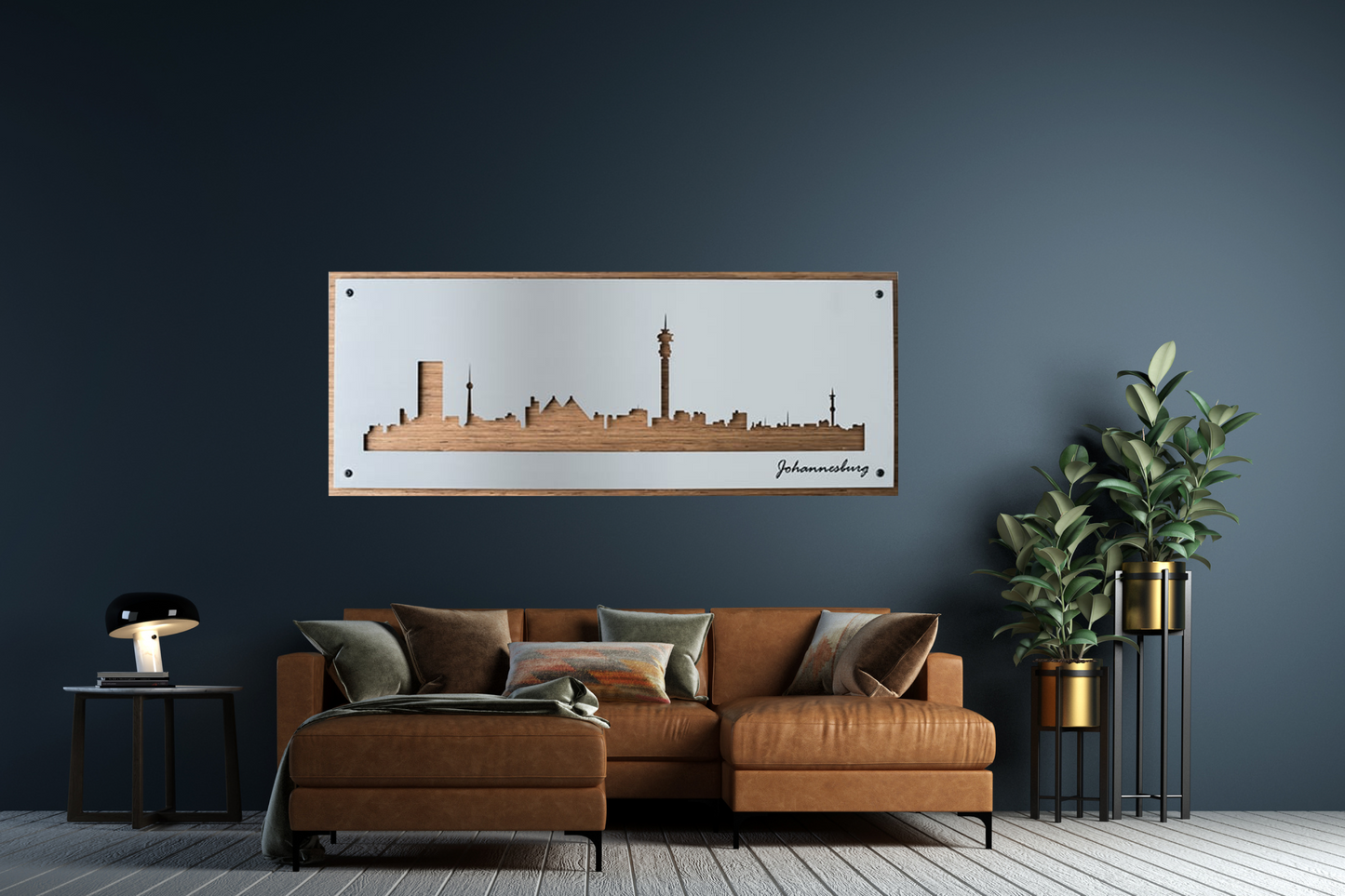 Brushed Aluminium Johannesburg Skyline