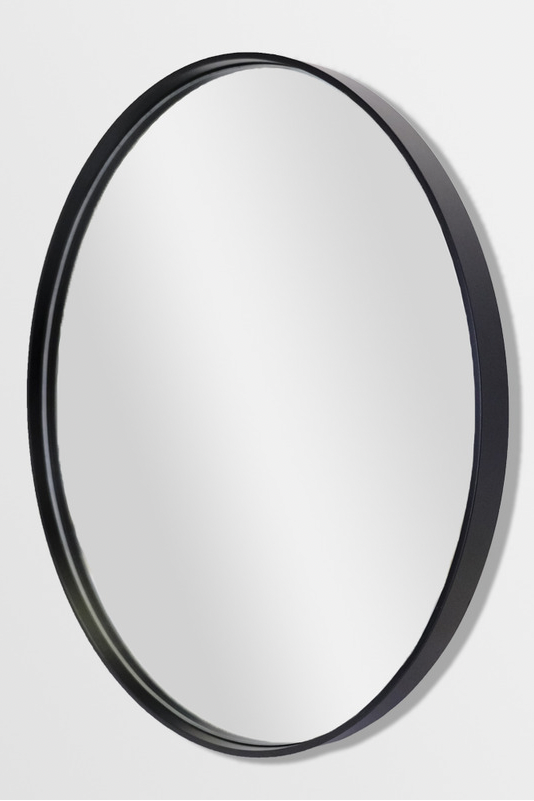 Deep Frame Round Mirror Black