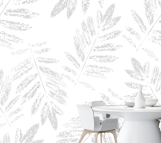 Wallpaper Fern Leaf Grey