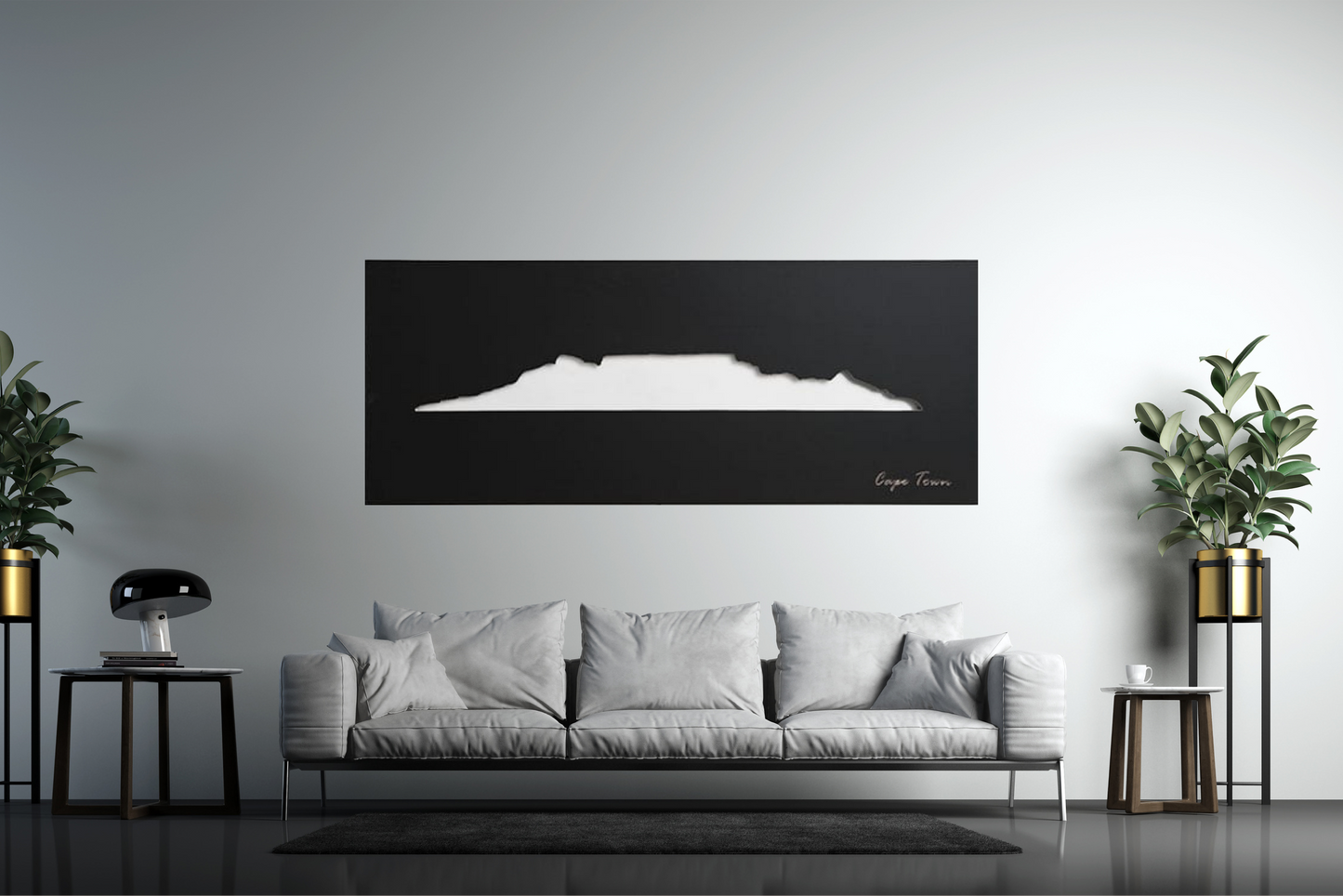 Wall Art Cape Town Skyline Black