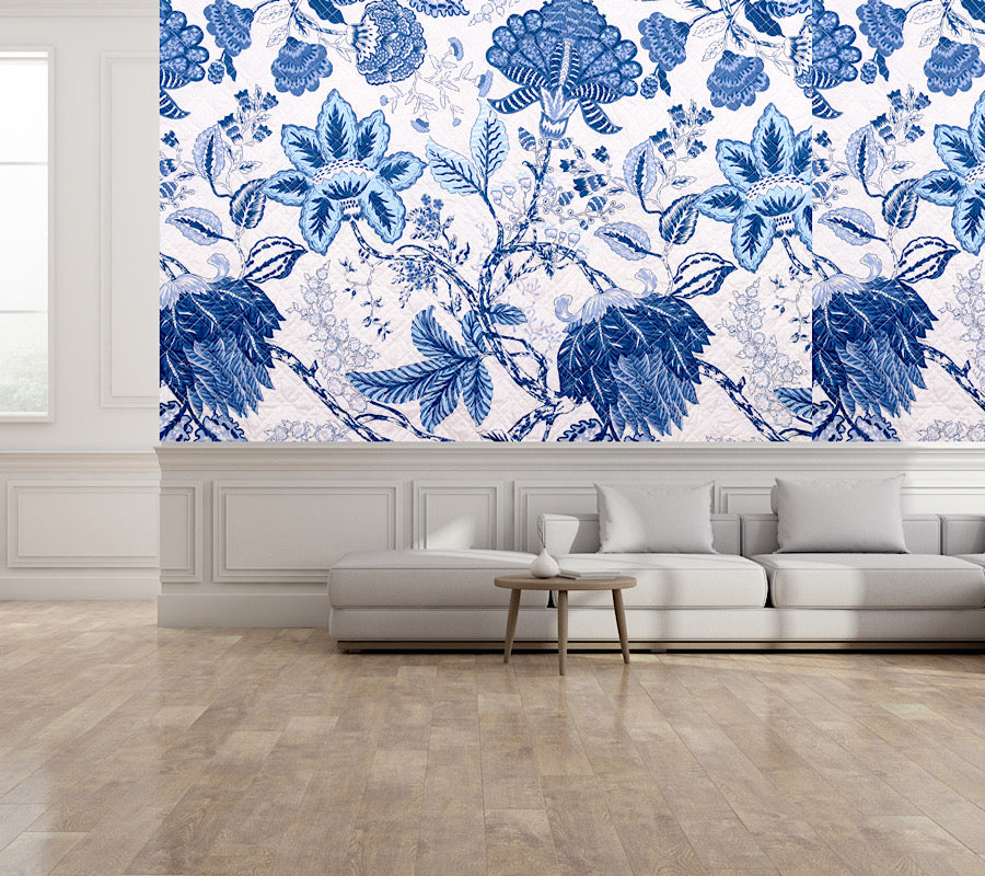 Wallpaper Floral Royal Blue