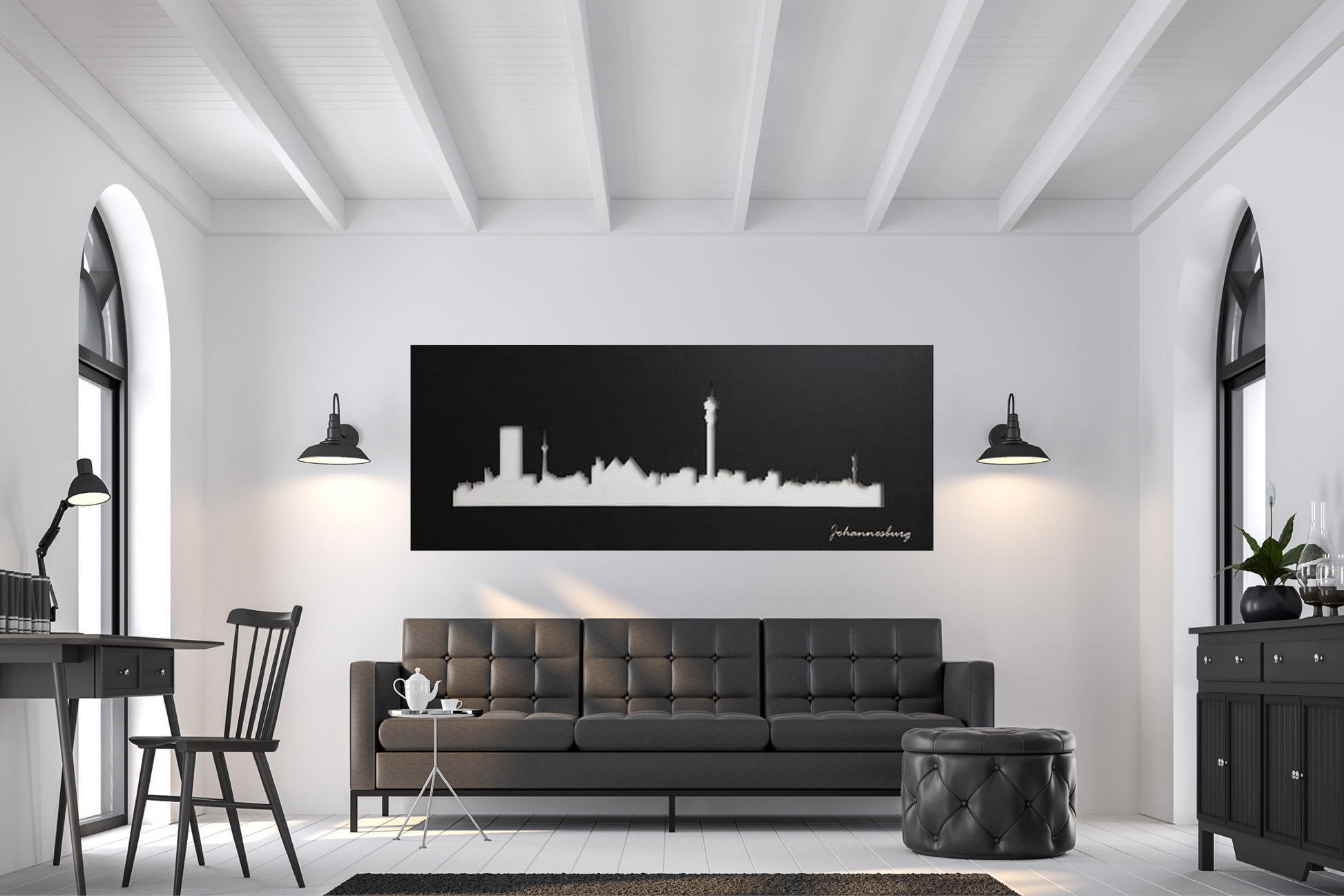 Joburg skyline wall art black