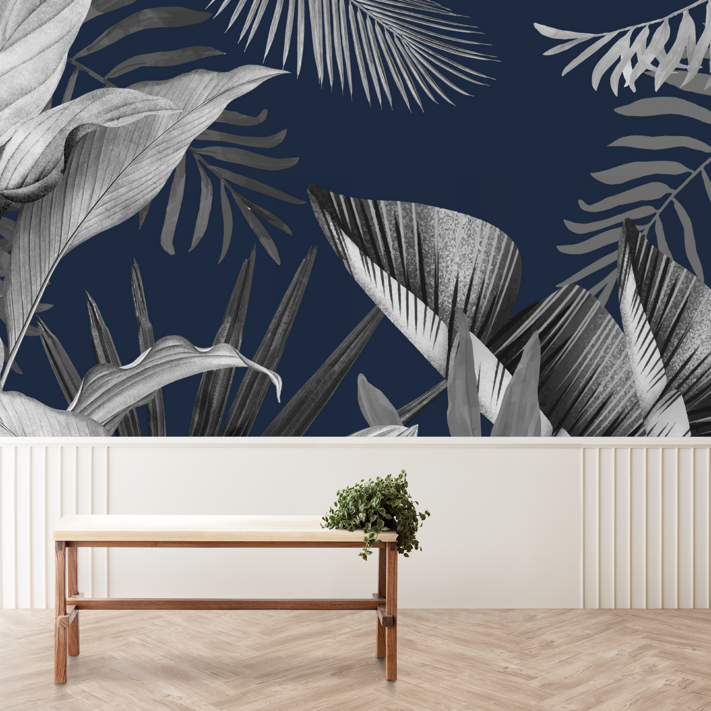 Wallpaper Palm Leaf  Black & White